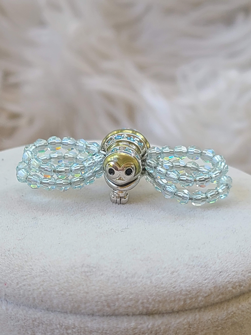 Swarovski Bee Brooch with Light Blue Crystals- Excellent Condition
